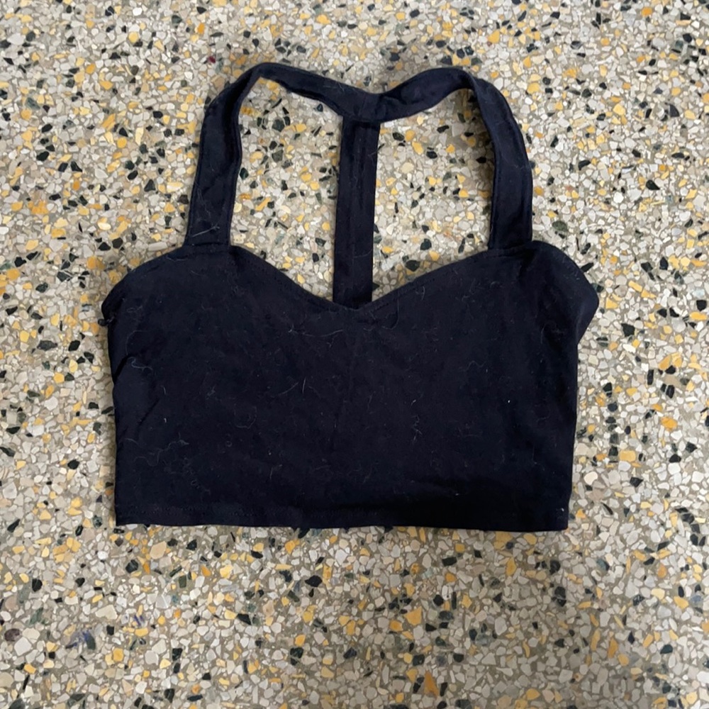 Black, cage back crop top